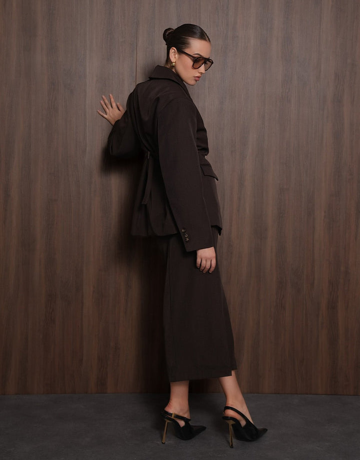 Donkerbruine Classic Rug Riem Detail - Blazer
