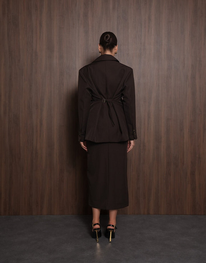Donkerbruine Classic Rug Riem Detail - Blazer