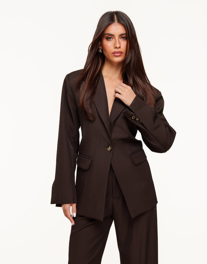 Donkerbruine Classic Rug Riem Detail - Blazer