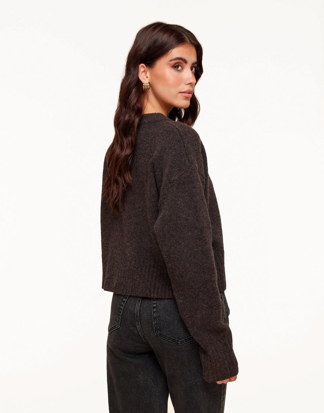 Donkerbruine Gebreide LS - Vest