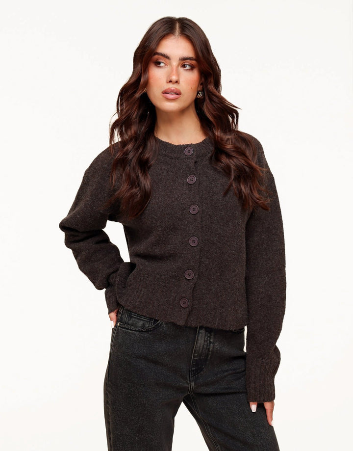 Donkerbruine Gebreide LS - Vest