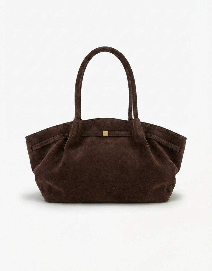 Donkerbruine Grote Suede Shopper - Tas