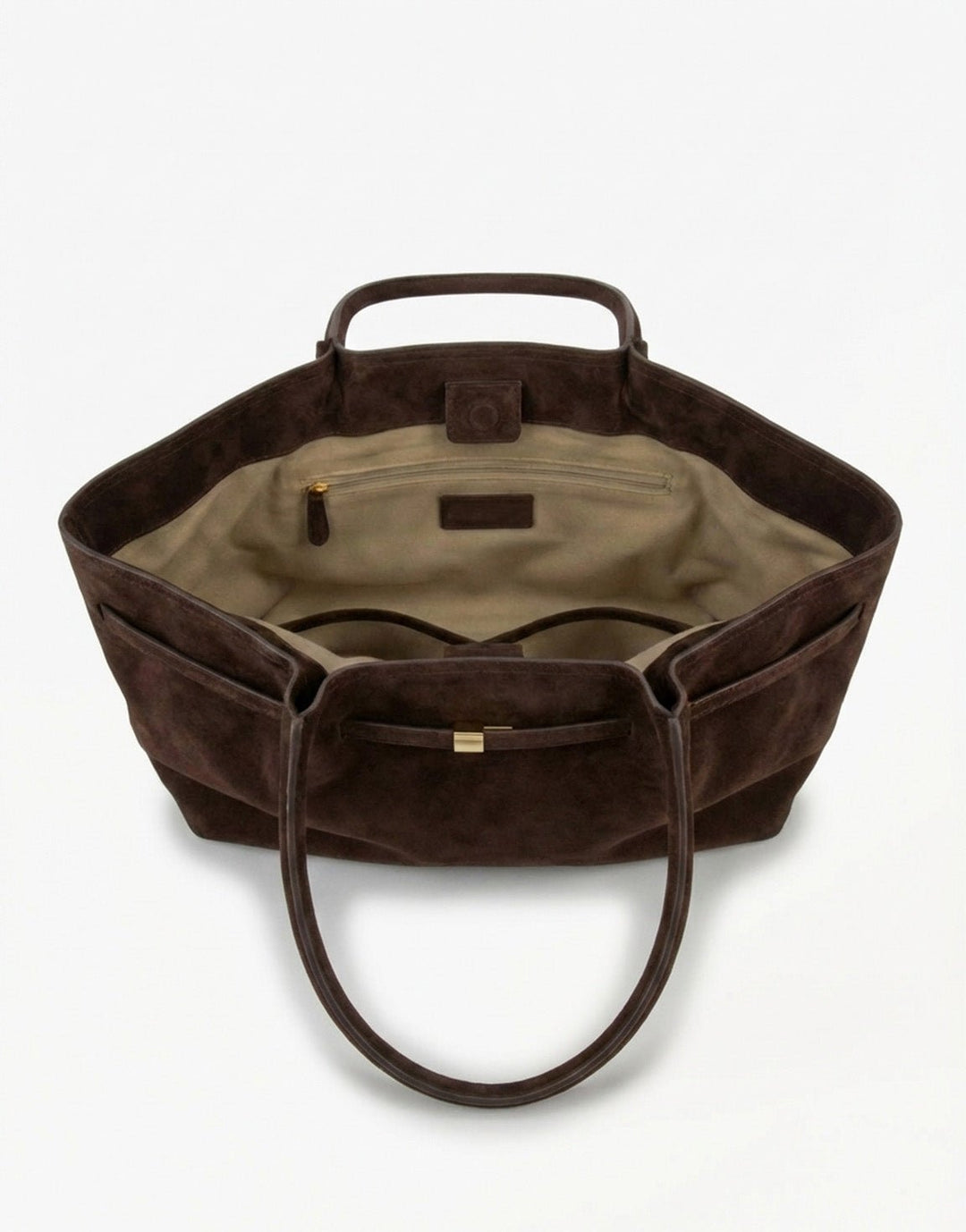 Donkerbruine Grote Suede Shopper - Tas