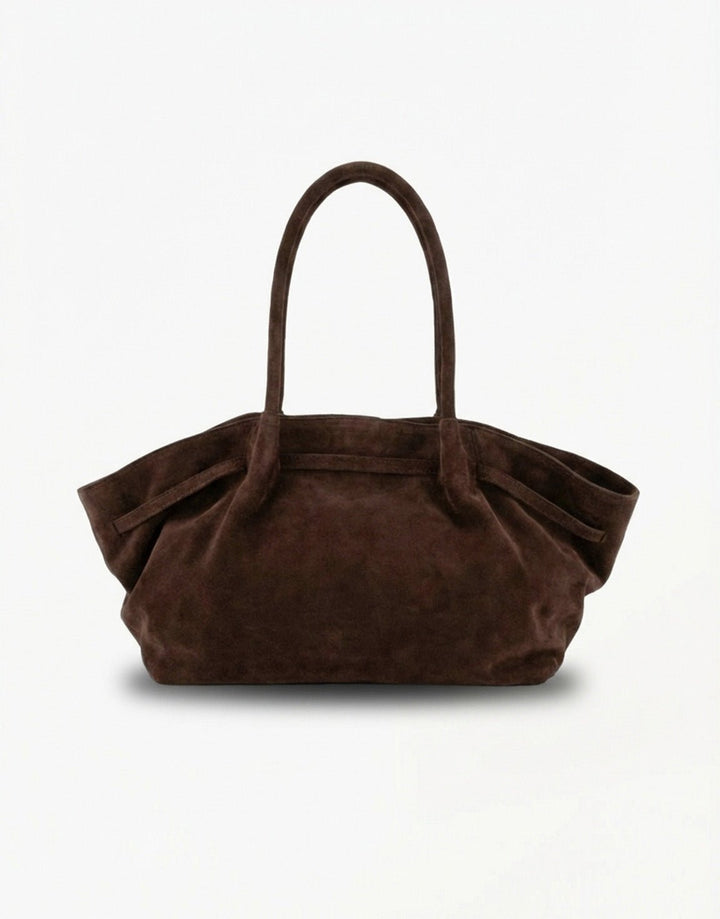 Donkerbruine Grote Suede Shopper - Tas