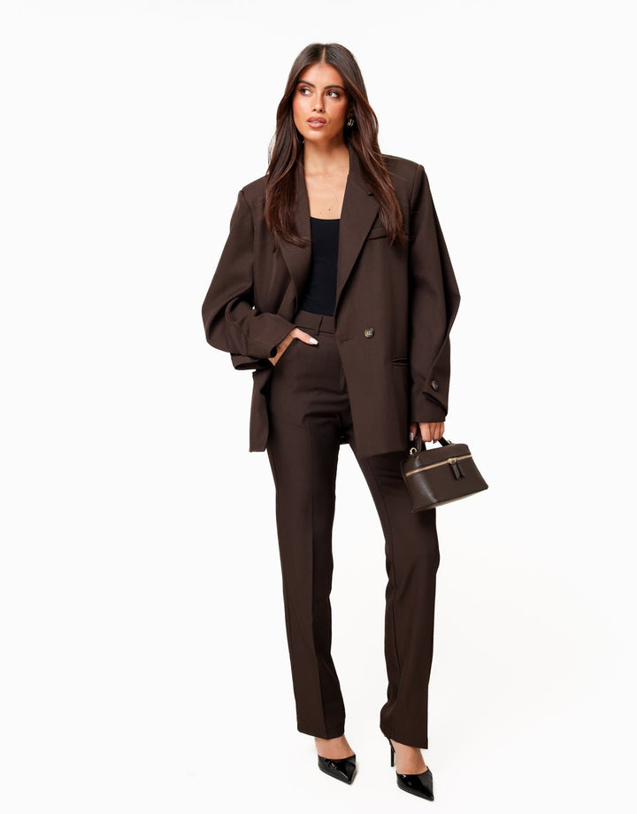 Donkerbruine Lange Fitted Classic - Pantalon