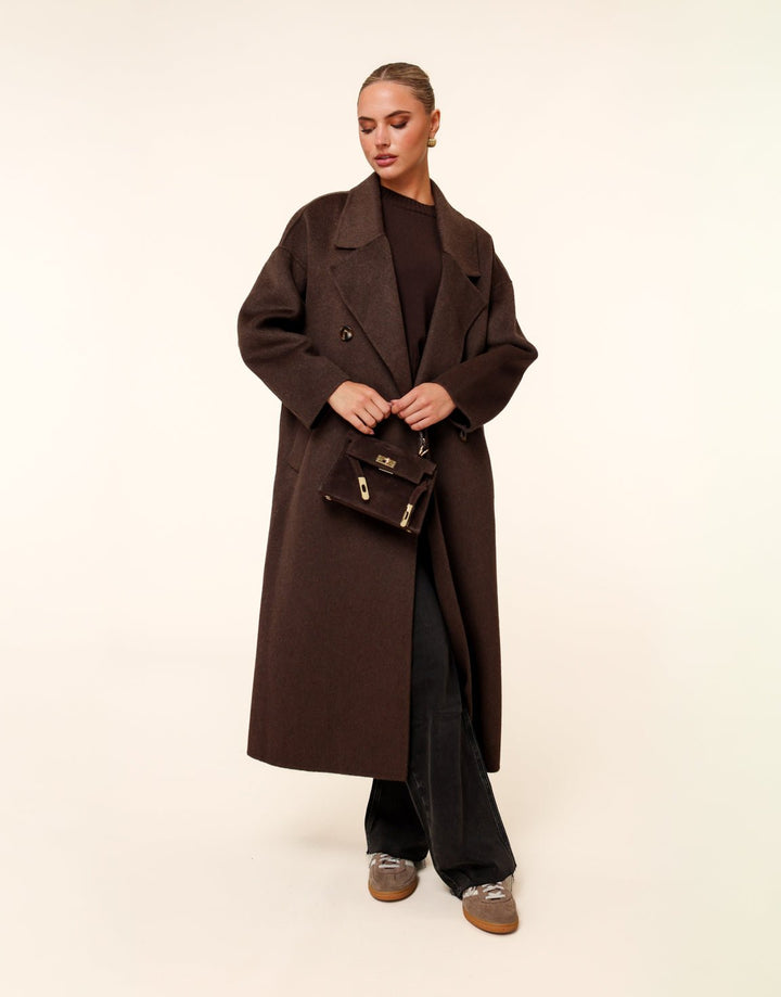 Donkerbruine Lange Coat - Jas