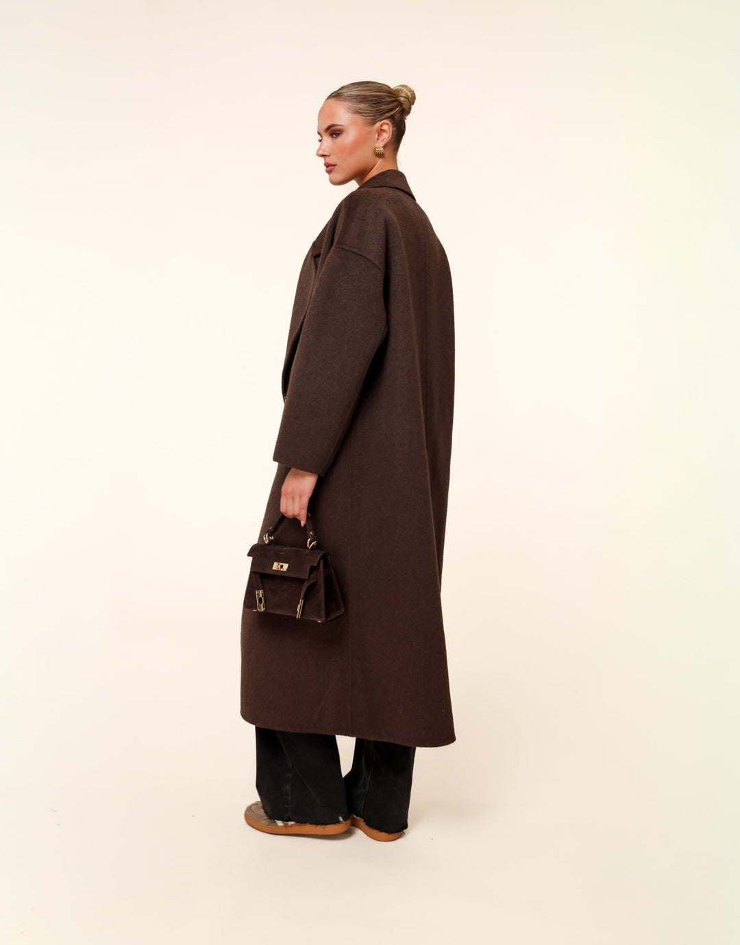 Donkerbruine Lange Coat - Jas