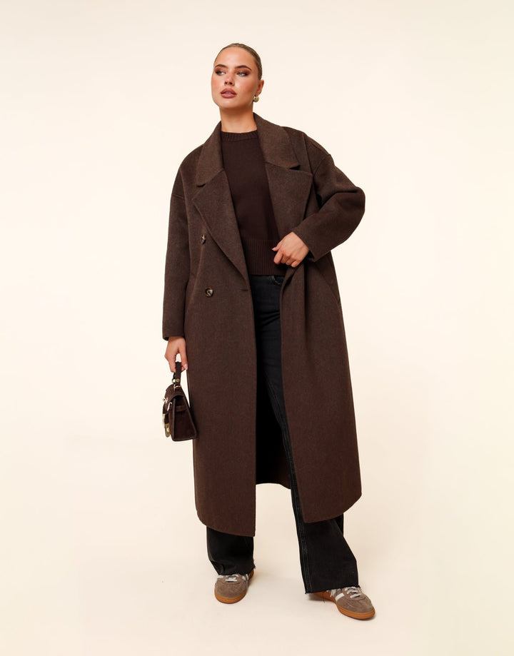 Donkerbruine Lange Coat - Jas