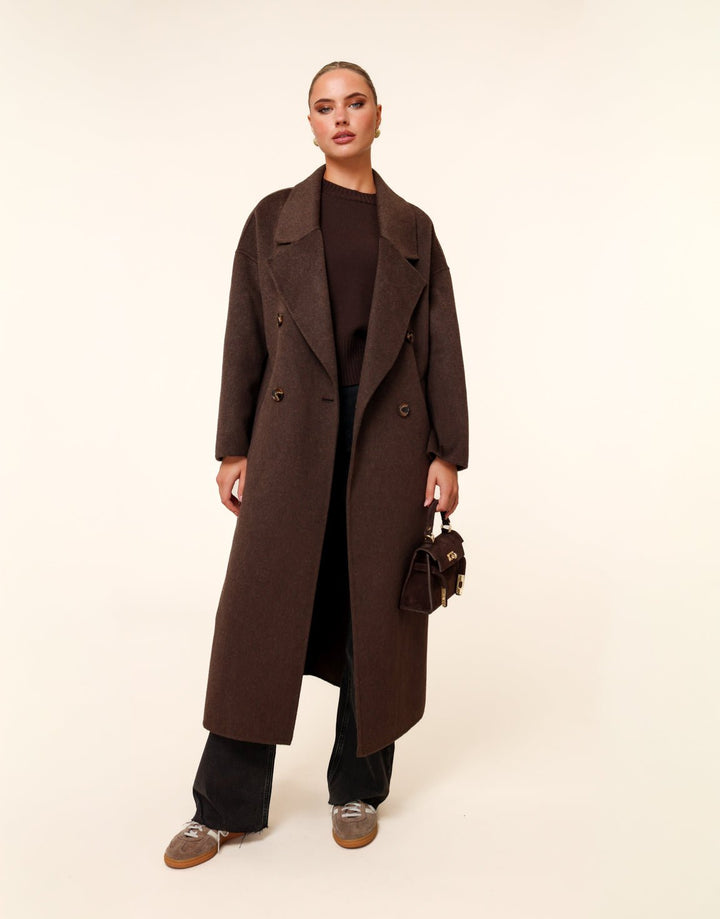 Donkerbruine Lange Coat - Jas
