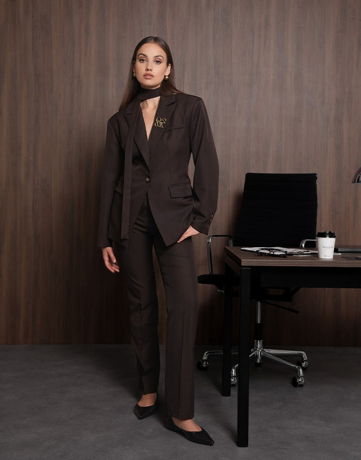 Donkerbruine Lange Fitted Classic - Pantalon