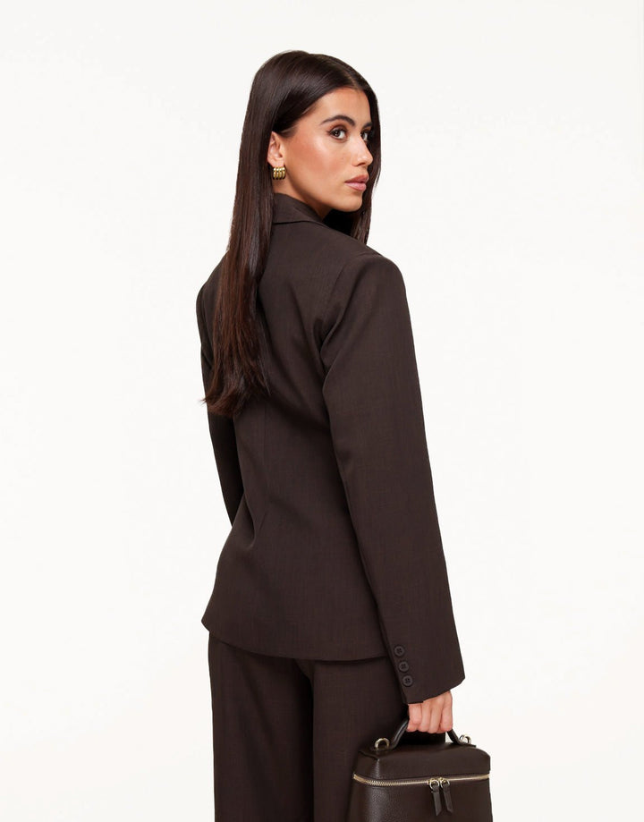 Donkerbruine Luxe Getailleerde - Blazer