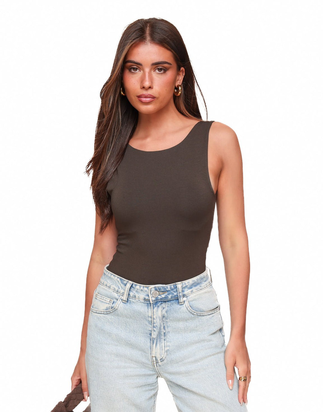 Donkerbruine Omkeerbare Mouwloze Basic - Top