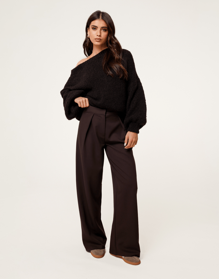Donkerbruine Plooien - Pantalon