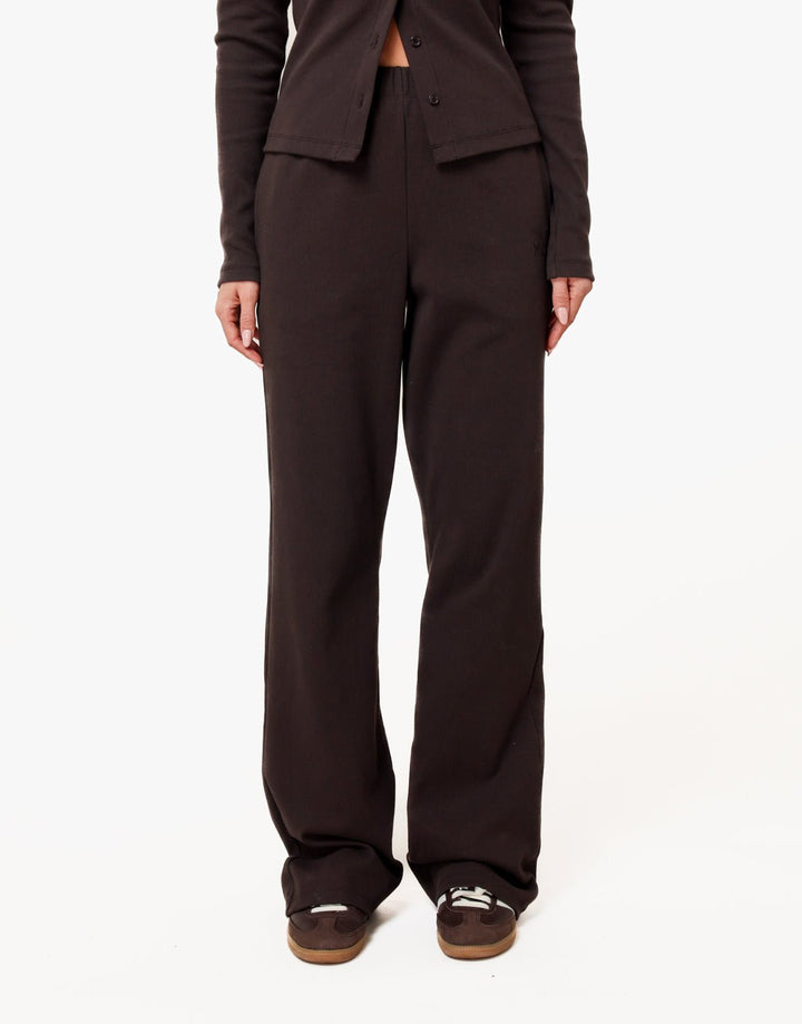 Donkerbruine Ribbel Lange Lounge - Broek