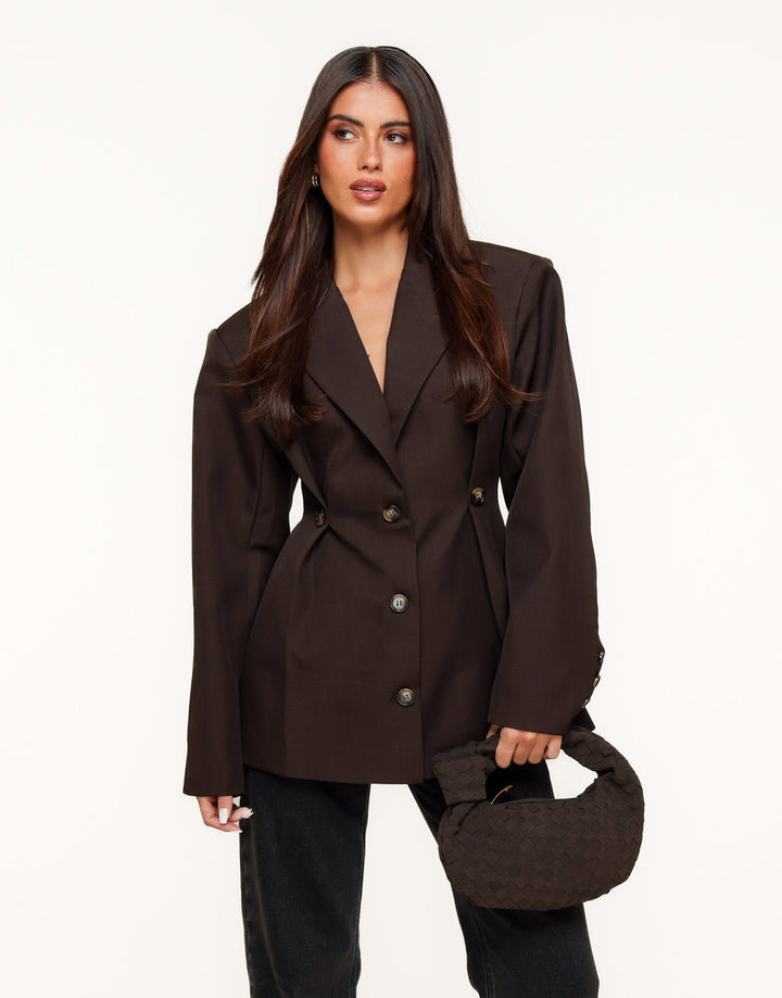 Donkerbruine Stevige Classic Detail - Blazer