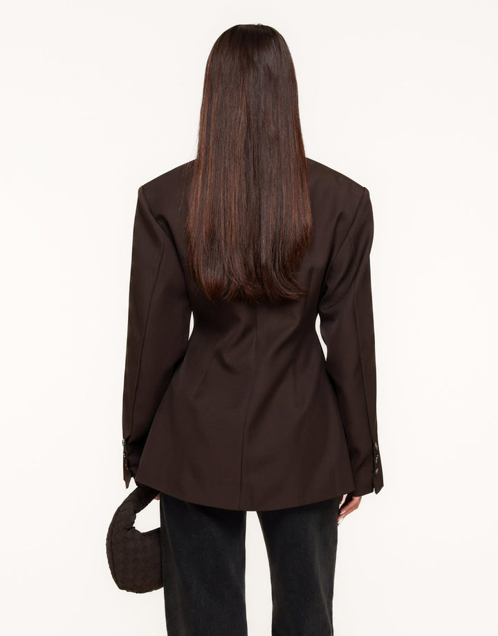 Donkerbruine Stevige Classic Detail - Blazer