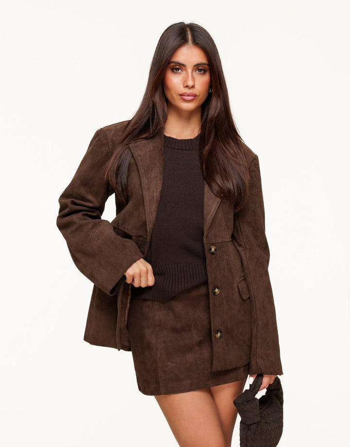 Donkerbruine Suede - Blazer