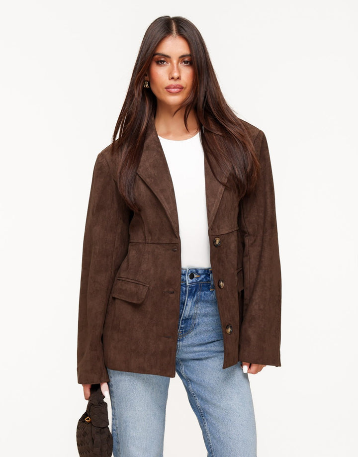Donkerbruine Suede - Blazer