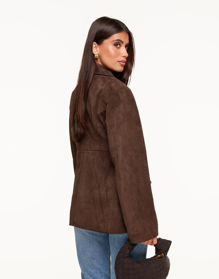 Donkerbruine Suede - Blazer