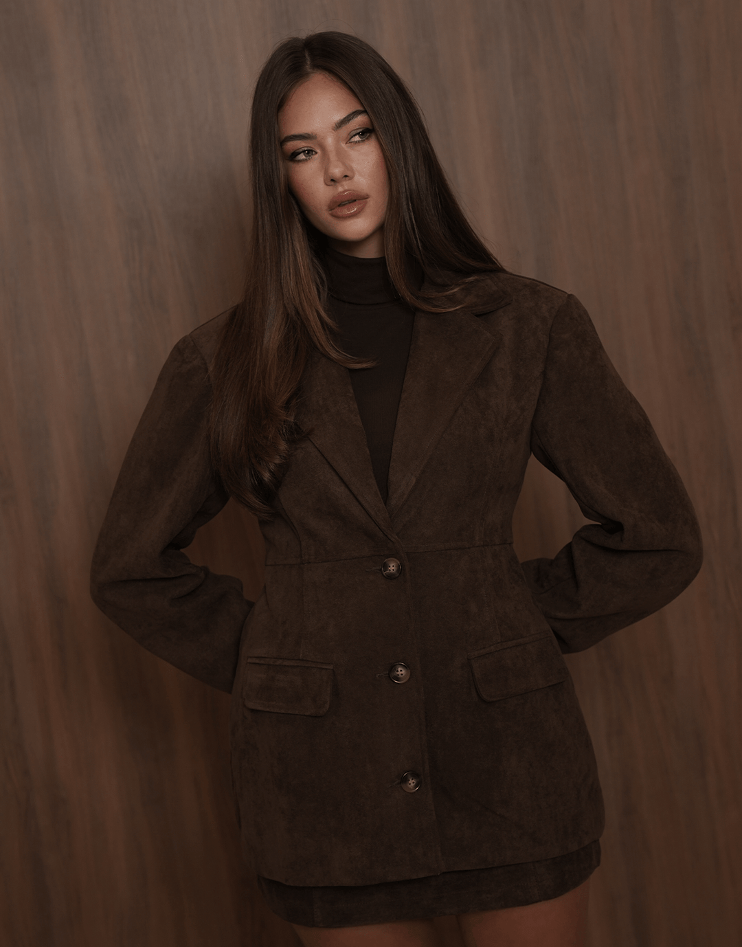 Donkerbruine Suede - Blazer
