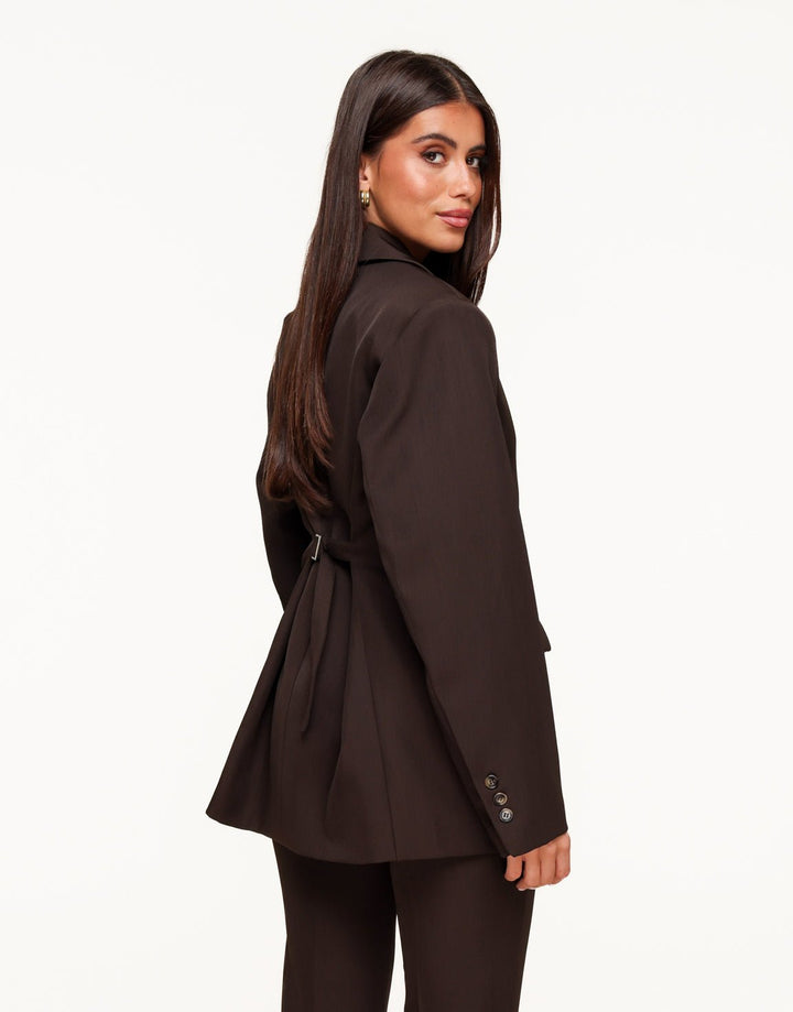 Donkerbruine Classic Rug Riem Detail - Blazer