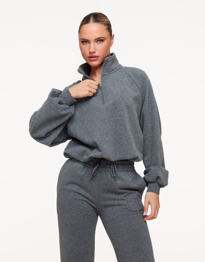 Donkergrijze Cropped Rits Jogging - Vest