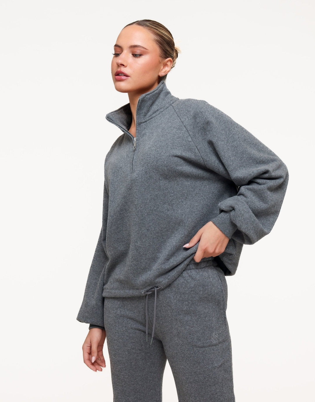 Donkergrijze Cropped Rits Jogging - Vest