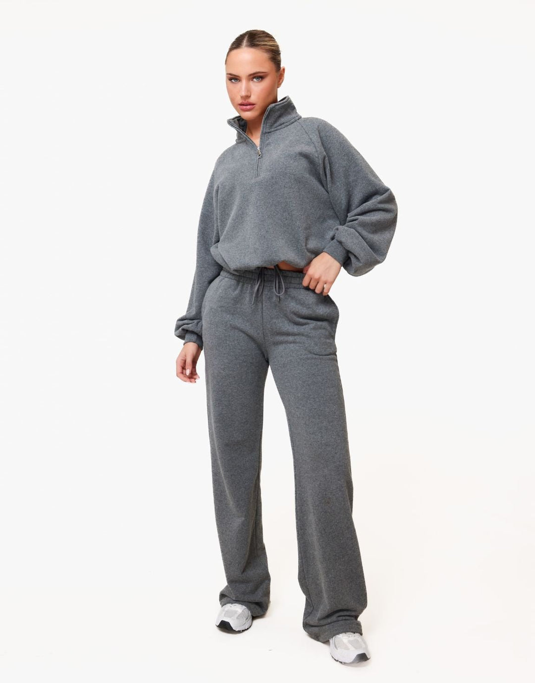 Donkergrijze Cropped Rits Jogging - Vest