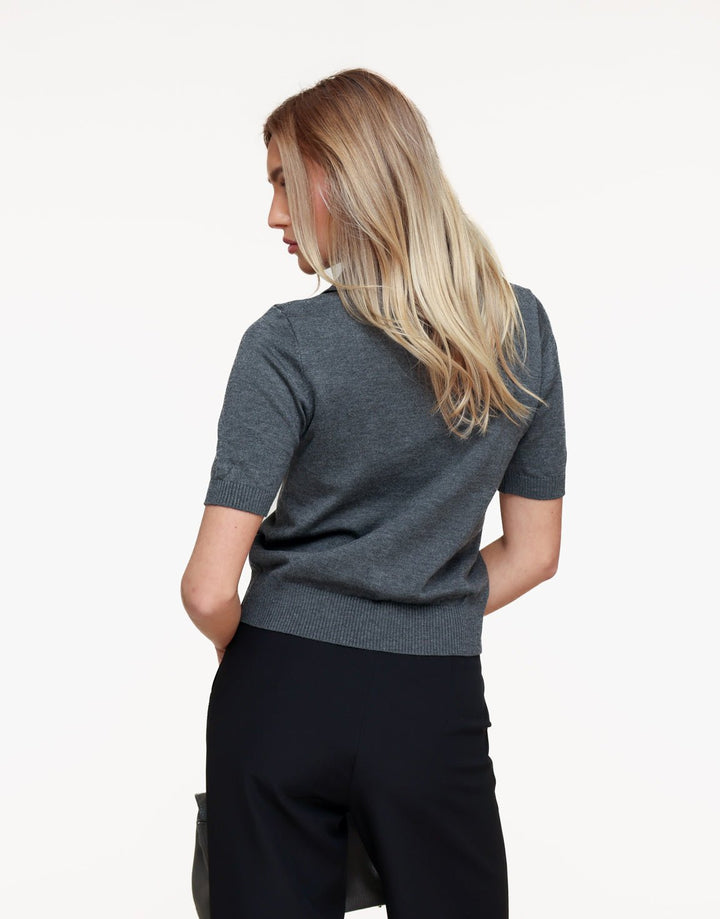 Donkergrijze Gebreide SS Polo - Top