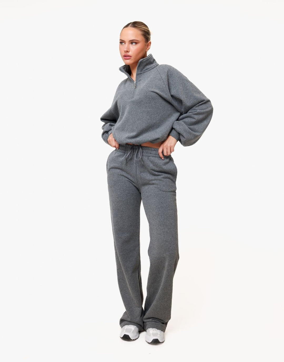 Donkergrijze Cropped Rits Jogging - Vest