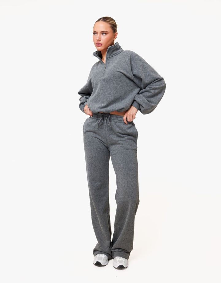 Donkergrijze Cropped Rits Jogging - Vest