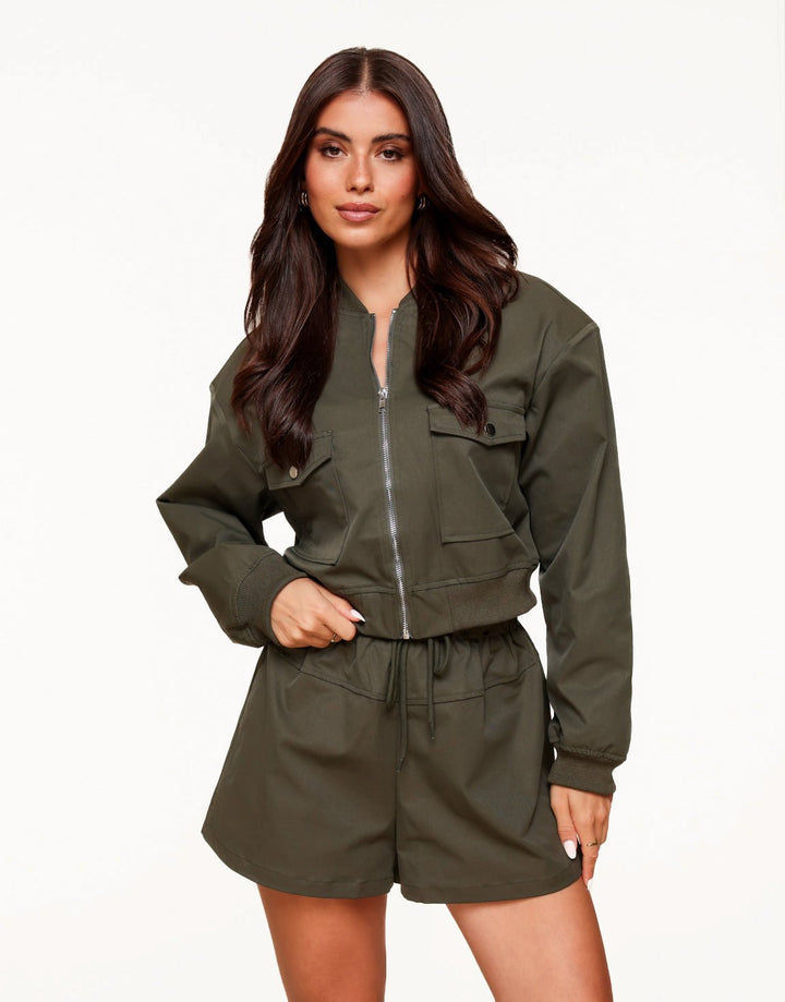 Donkergroene Bomber Cropped - Jasje