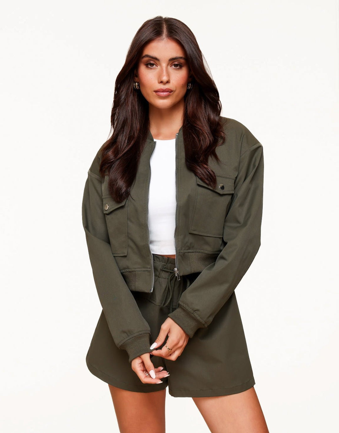 Donkergroene Bomber Cropped - Jasje