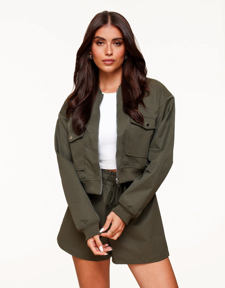Donkergroene Bomber Cropped - Jasje