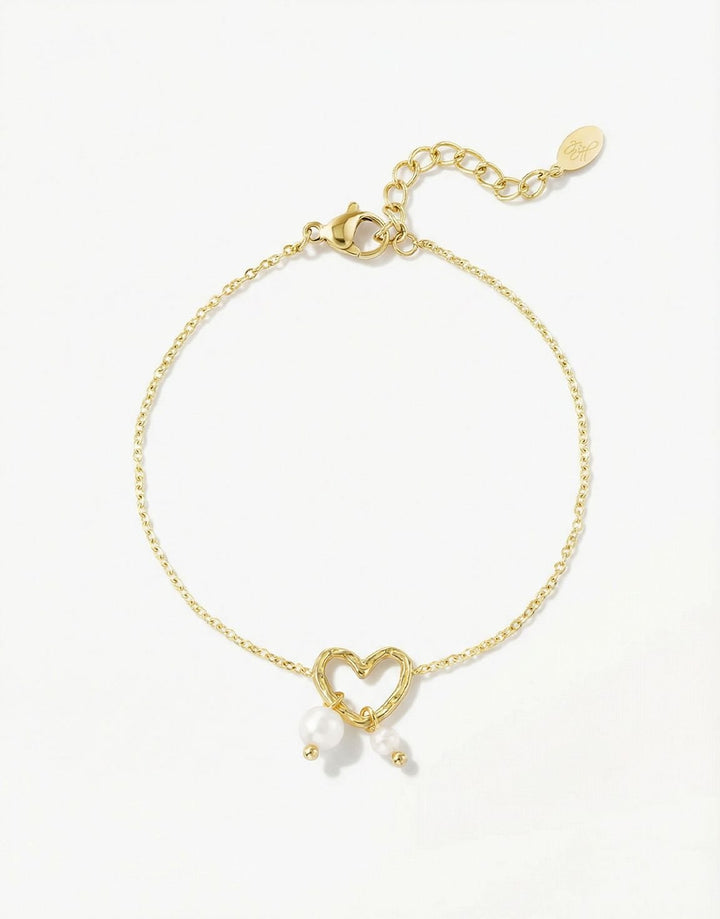 Gouden Open Hart Parel - Armband