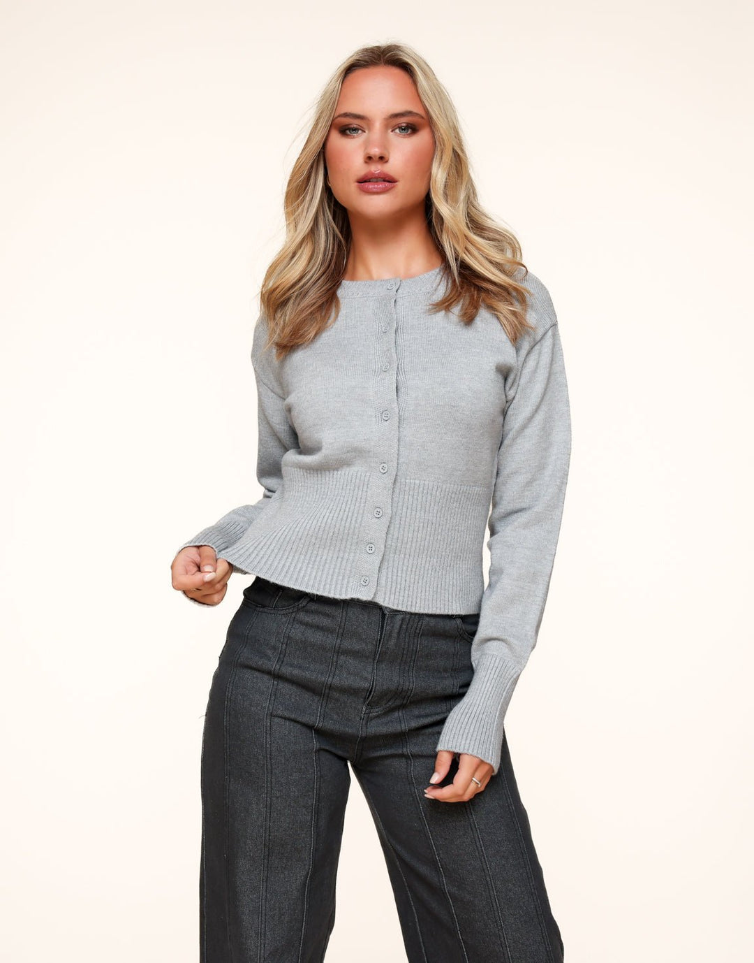 Grijze Basic Knopen - Vest