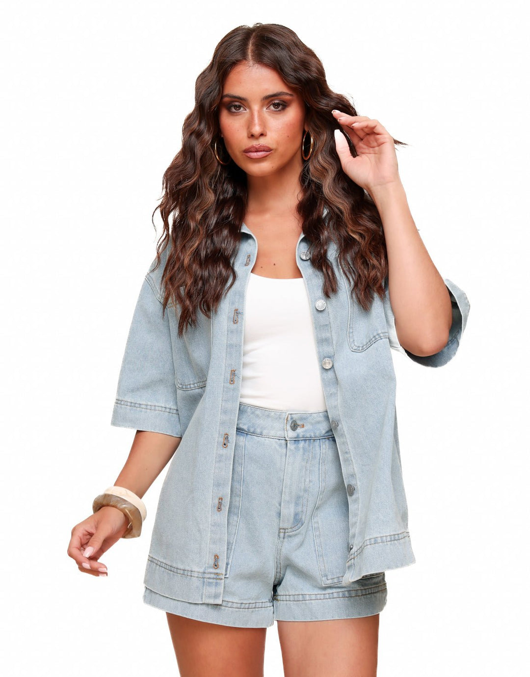 Lichtblauwe Denim - Short