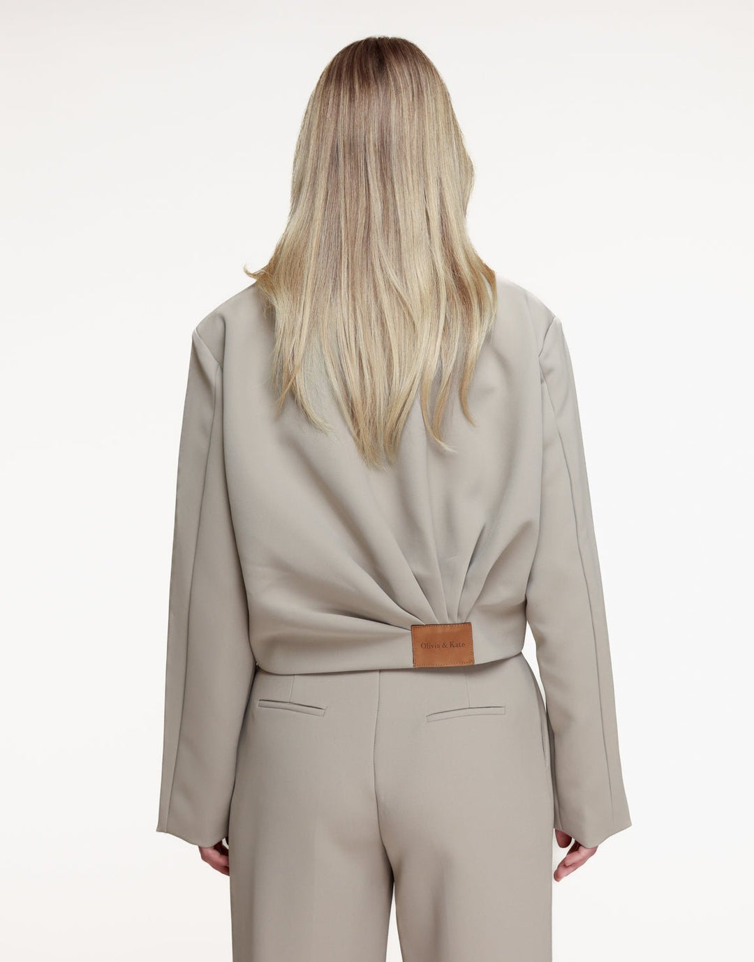 Taupe Premium Achterkant Detail Jas- Set