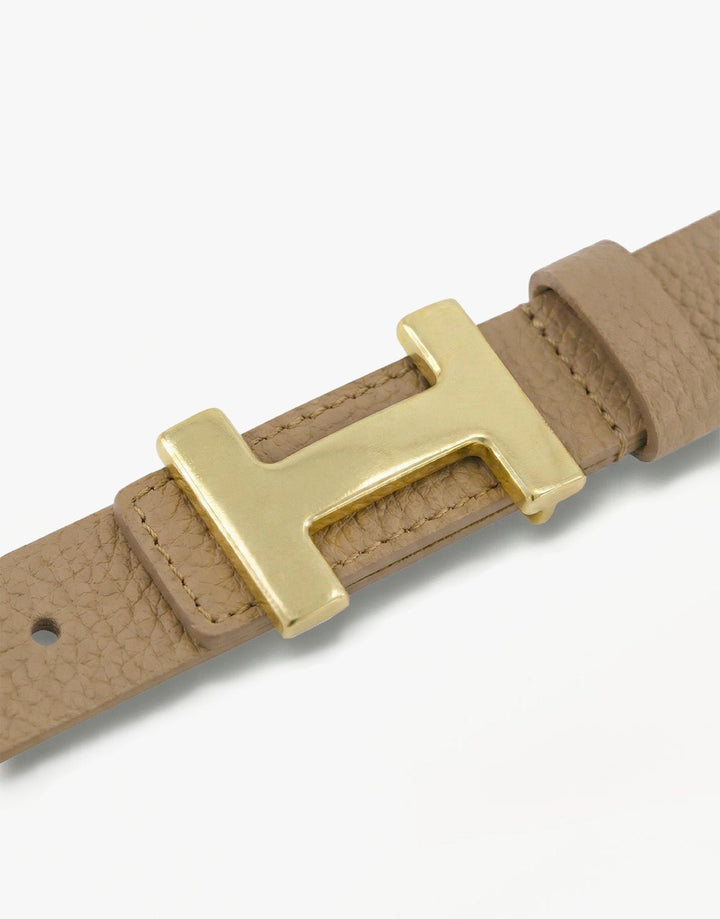 Taupe Smalle H-gesp - Riem