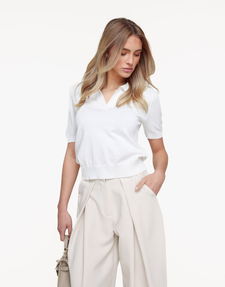 Witte Gebreide SS Polo - Top