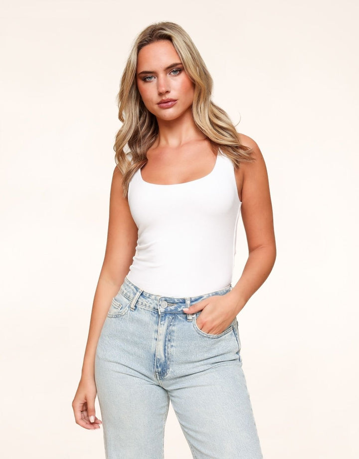 Witte Omkeerbare Mouwloze Basic - Top