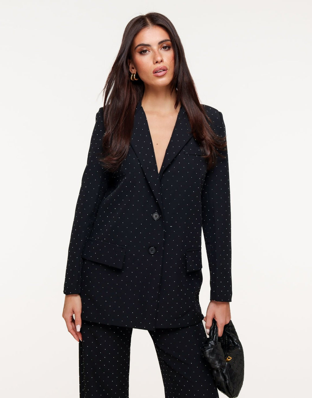 Zwarte Basic Zilveren Glitter Stenen - Blazer
