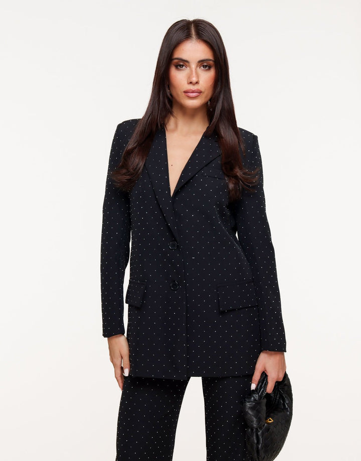 Zwarte Basic Zilveren Glitter Stenen - Blazer