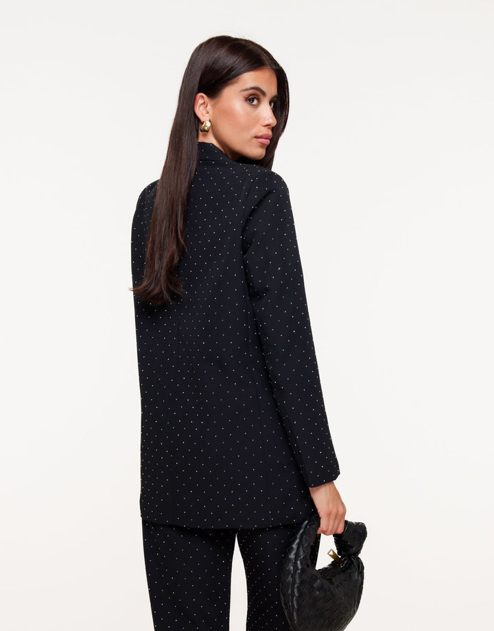 Zwarte Basic Zilveren Glitter Stenen - Blazer