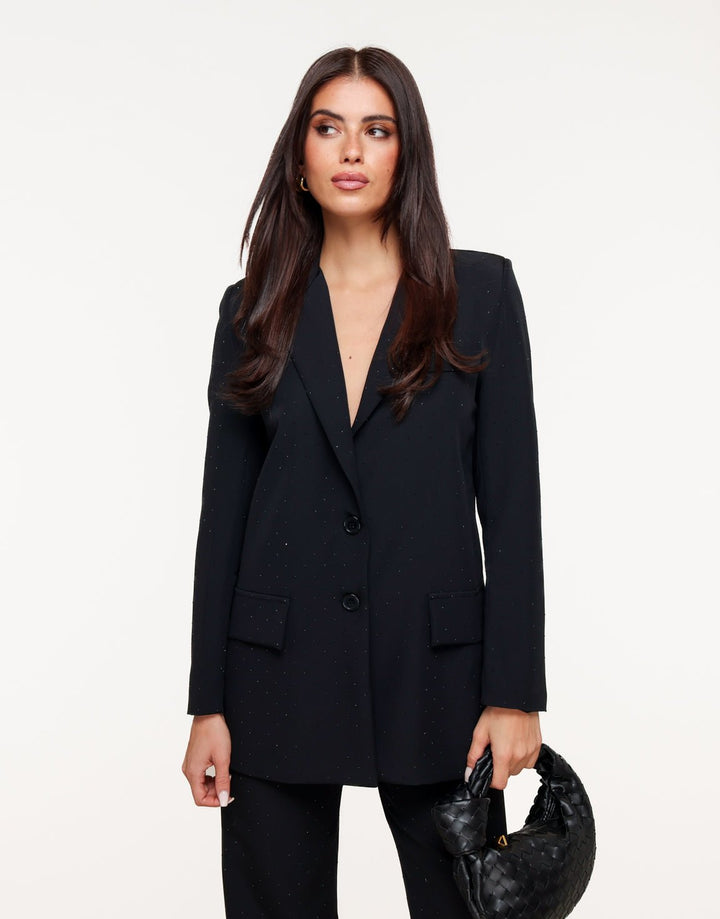 Zwarte Basic Zwarte Glitter Stenen - Blazer