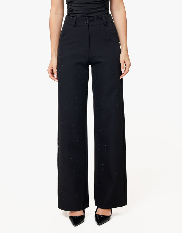 Zwarte Basic Zwarte Glitter Stenen - Pantalon