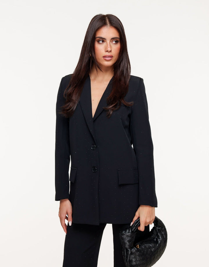 Zwarte Basic Zwarte Glitter Stenen - Blazer
