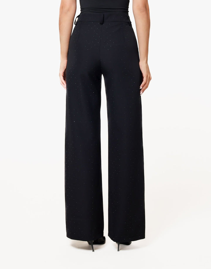 Zwarte Basic Zwarte Glitter Stenen - Pantalon