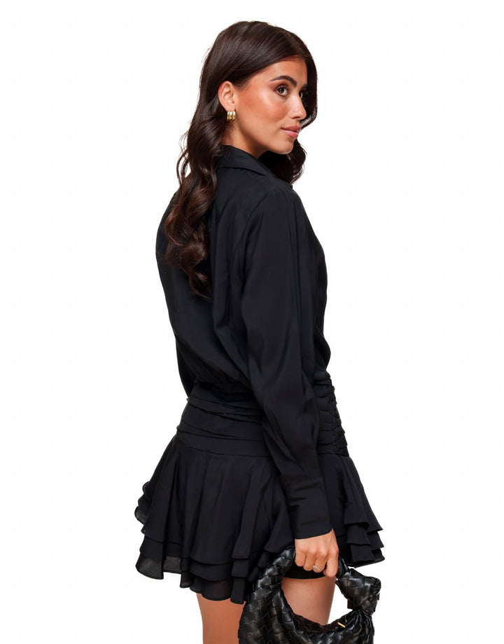 Zwarte Blouse Met Rok Detail - Jurk