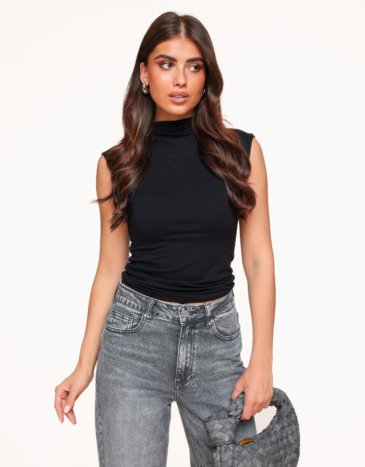 Zwarte Col SS - Top